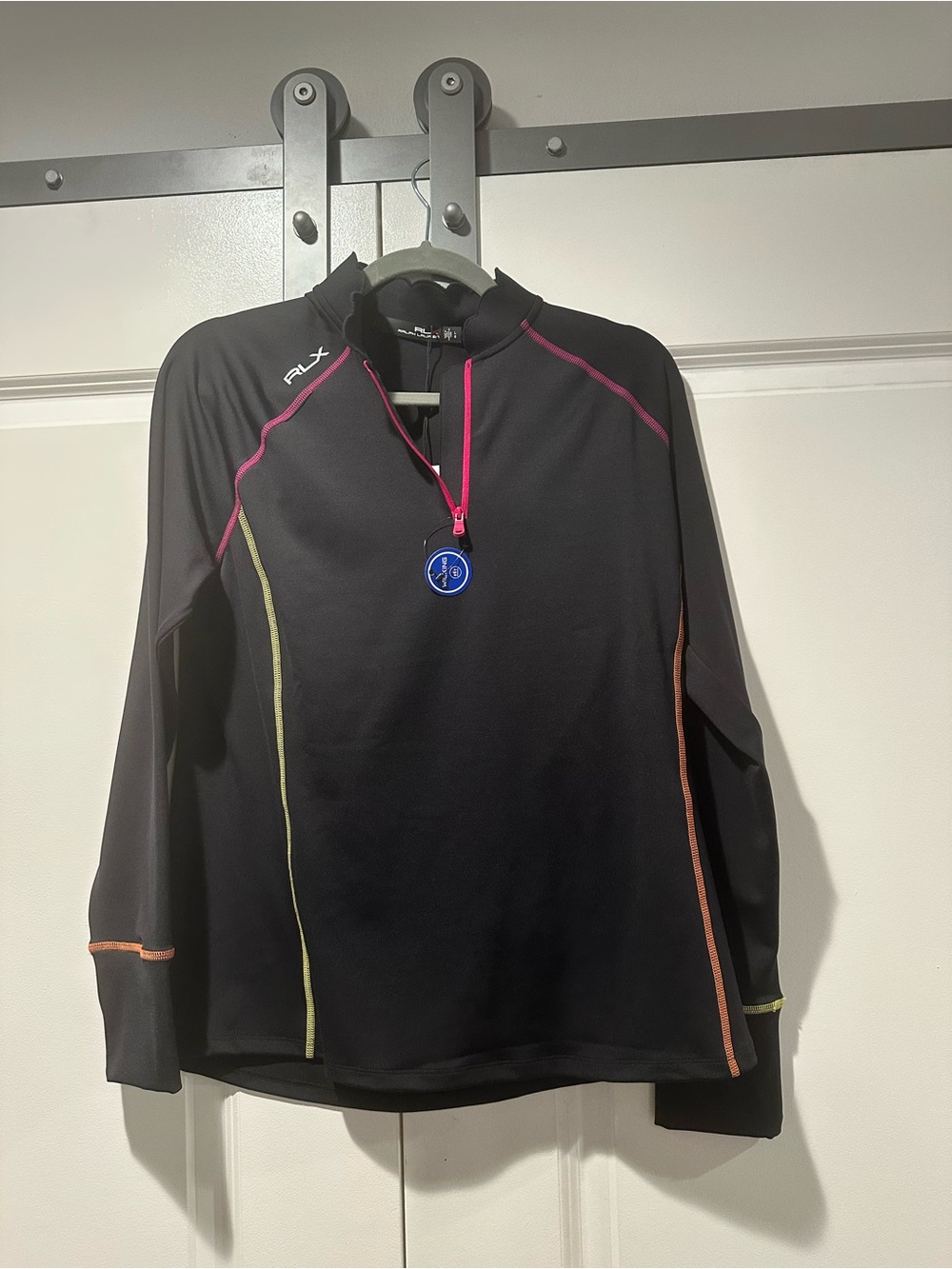 Ralph Lauren RLX Black Performance Half-Zip with Pink and Orange Trim